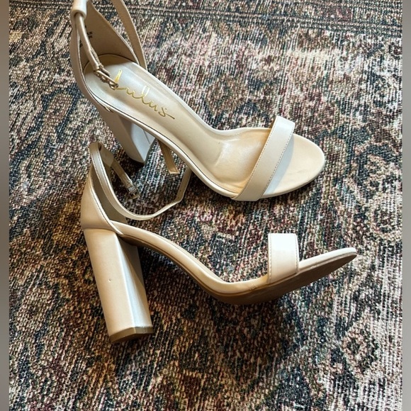 Lulu's Cream Block Heel Sandals - Picture 1 of 3